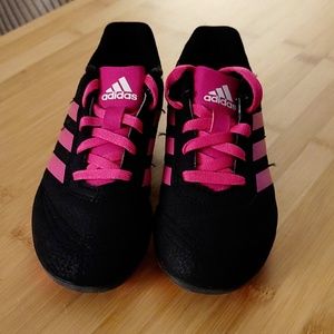 Adidas Goletto Girls Soccer Cleats; Black and Pink; Size 12K
